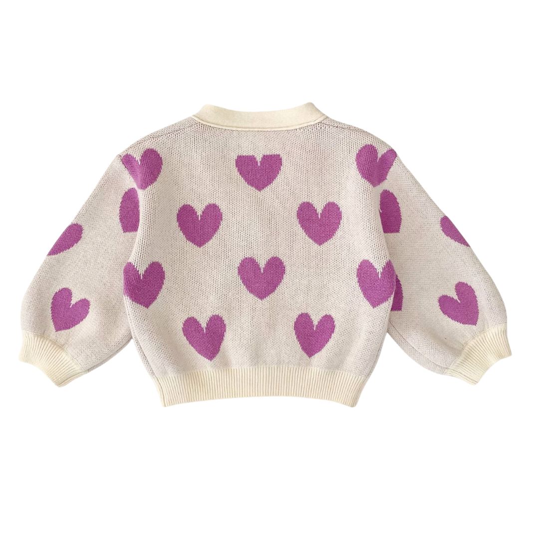 Strickjacke cremefarben mit Herzen