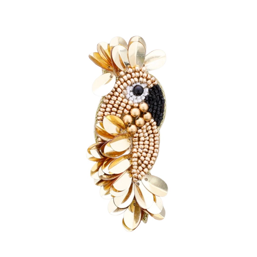 Charakterbrosche 'Vogel mit Pailletten' gold