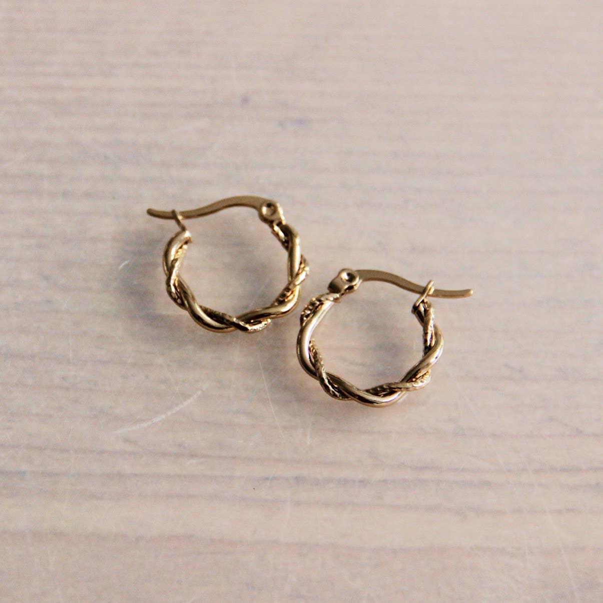 Damen Ohrringe Creolen gold 'Twist' 15 mm