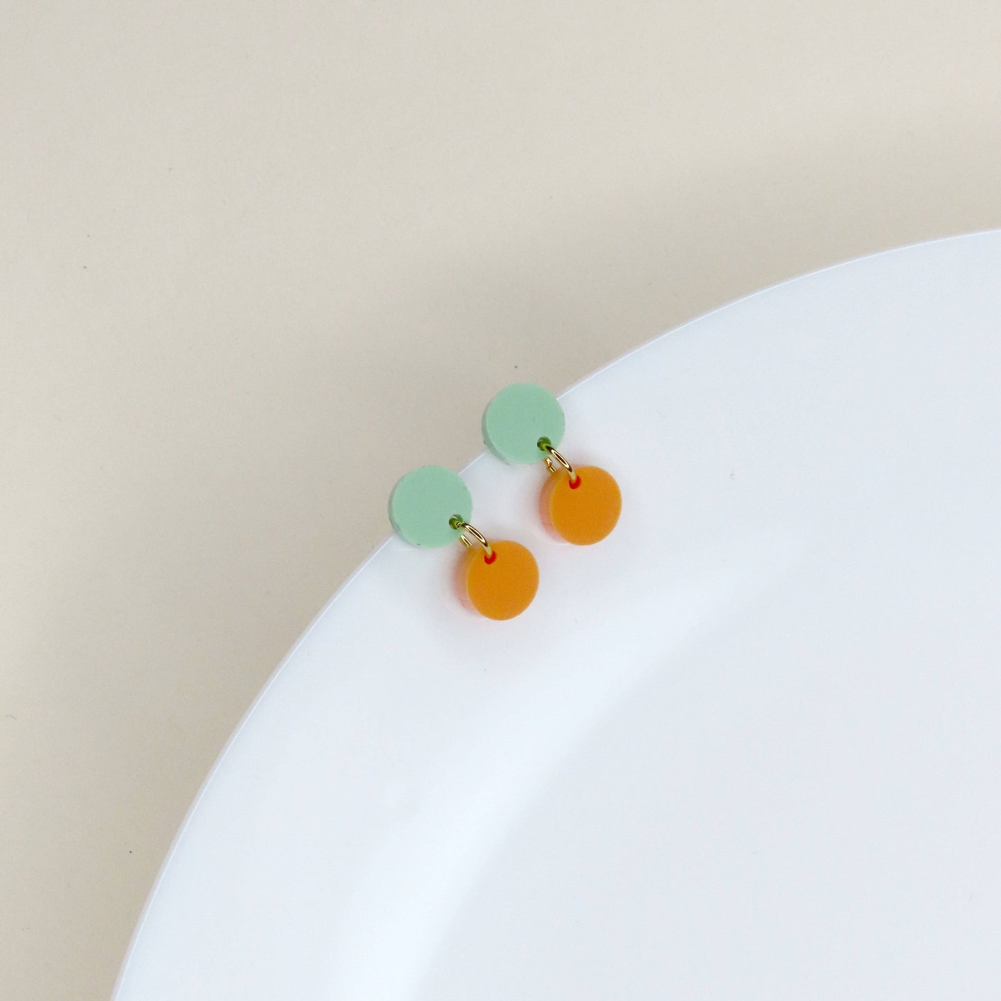 Damen Ohrringe Dotty hellgrün/hellorange