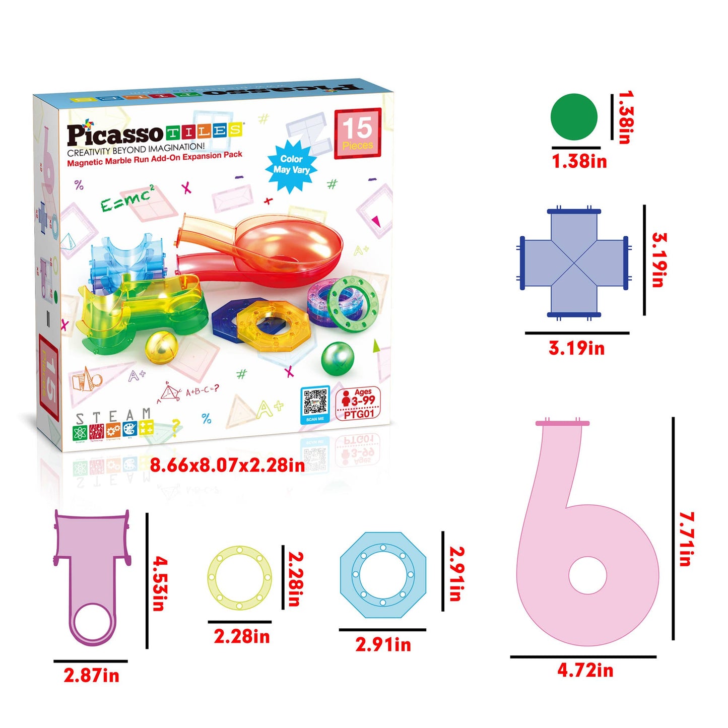 Magnetisches Marble Run-Erweiterungspaket 15-teilig