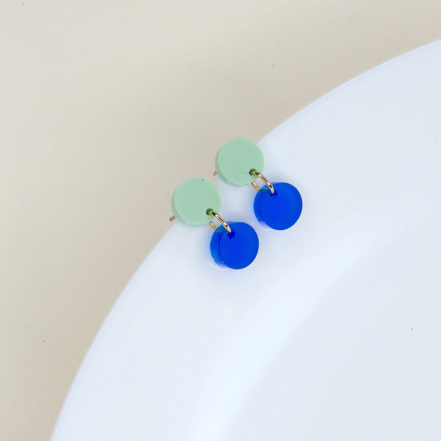 Damen Ohrringe Dotty hellgrün/tiefblau