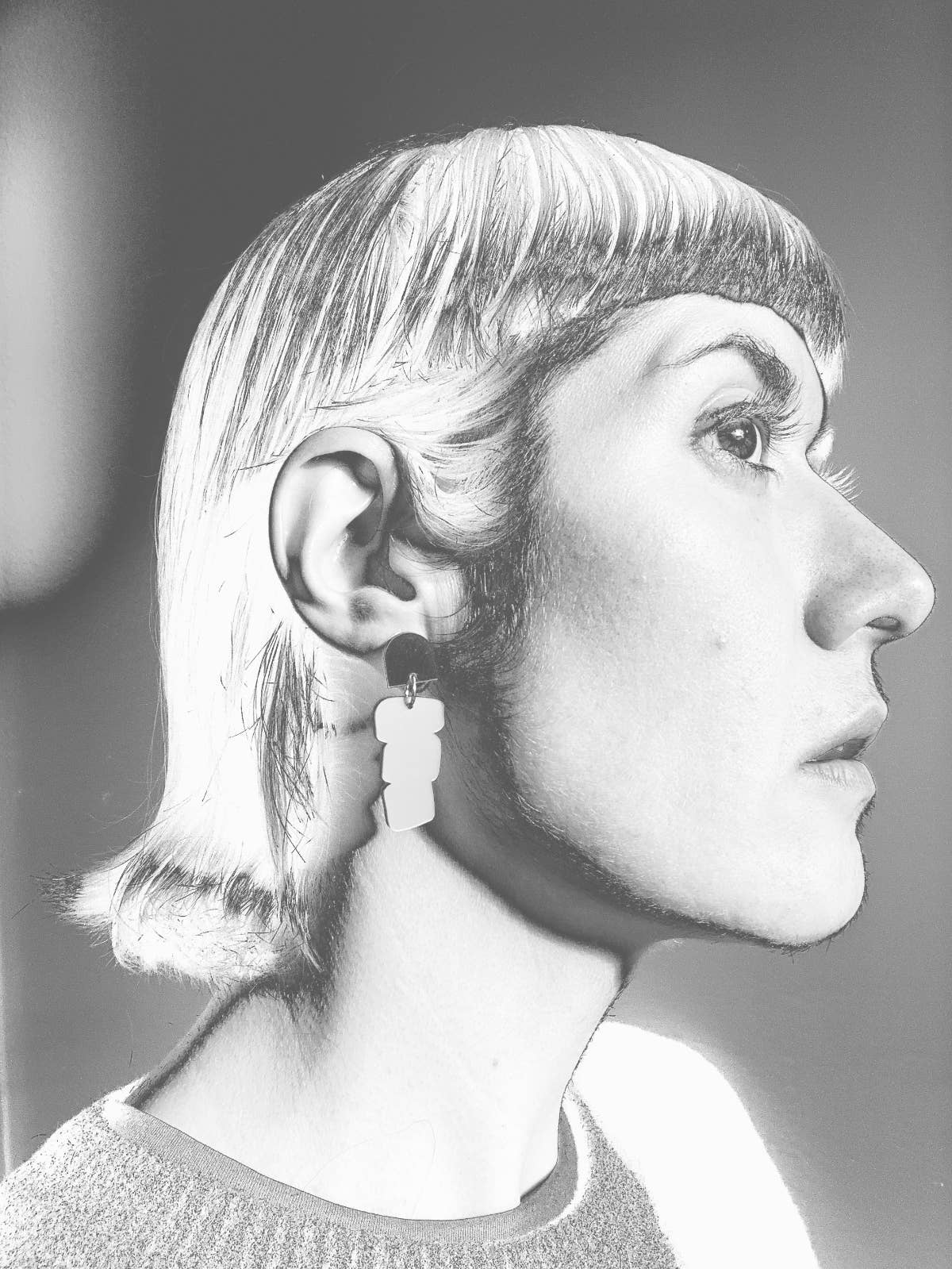 Damen Ohrringe grau/gelb