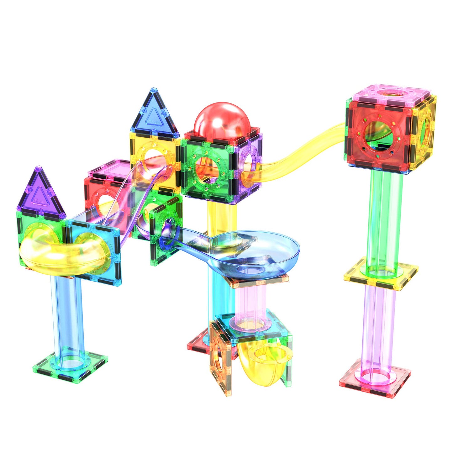 Magnetbausteine 'Bauspiel-Set mit Kugelbahn' | 50-teilig
