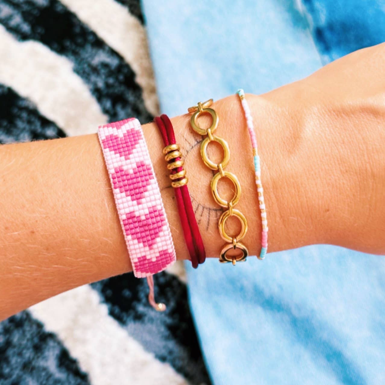 Miyuki-Armband - Flieder/Lila/Altgrün