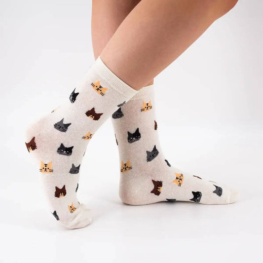 Damen Socken mit Katzen-Muster