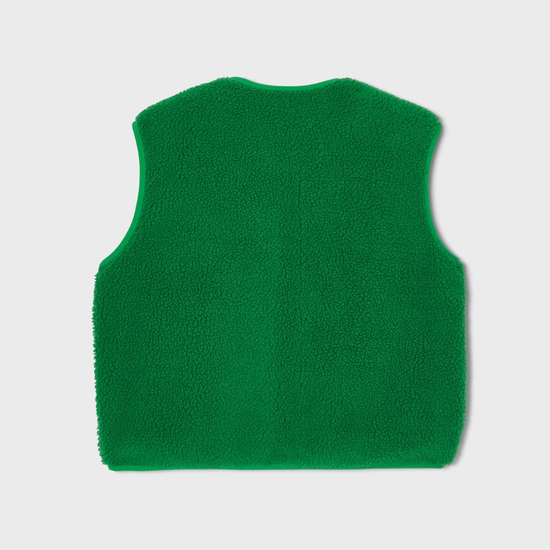 Damen Weste aus Sherpa-Fleece mit Reißverschluss, ärmellos – grün