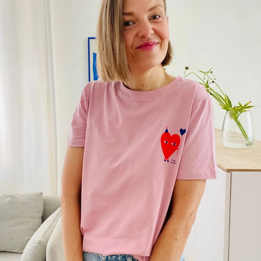 Damen T-Shirt Herz auf Rosa