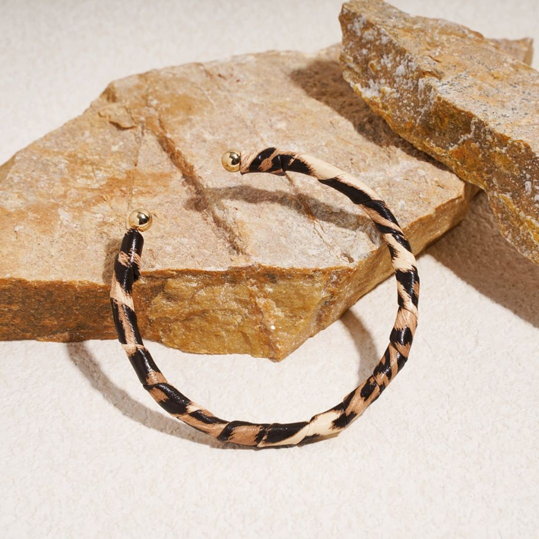 Damen Leder-Armband 'Retro Leopard'