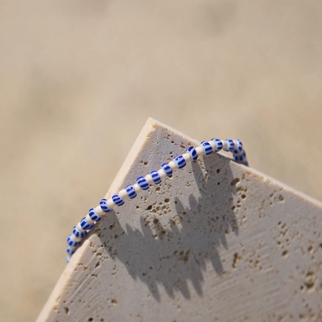 Damen Armband 'Calya' blau/weiß
