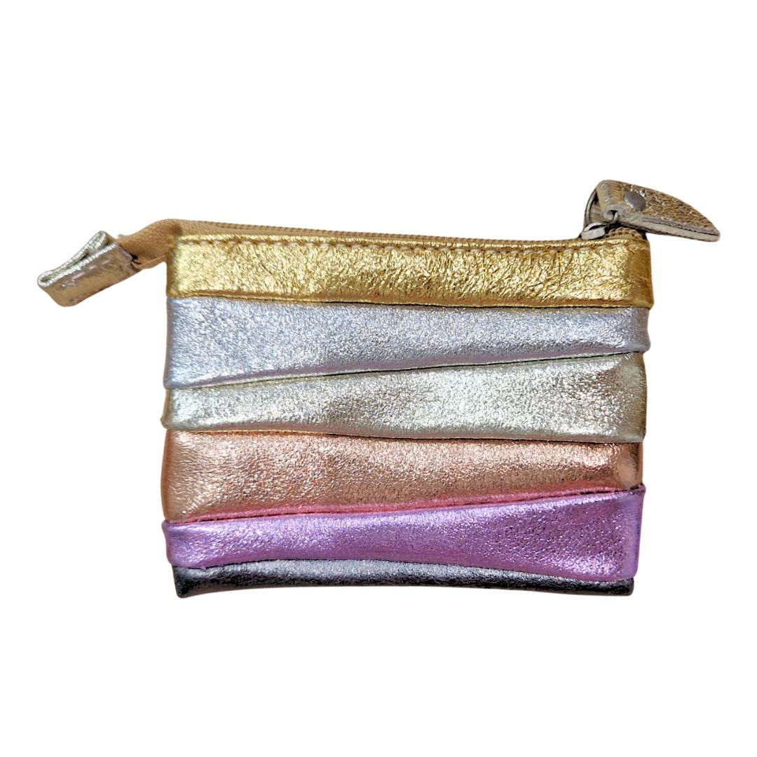 Damen Brieftasche Upcycled Leder glänzend bunt V3