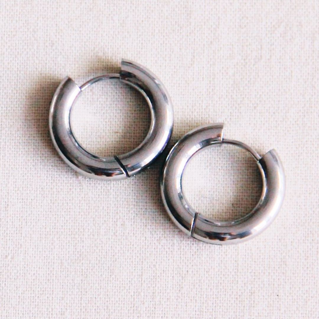 Damen Creolen aus Edelstahl silber 16 mm