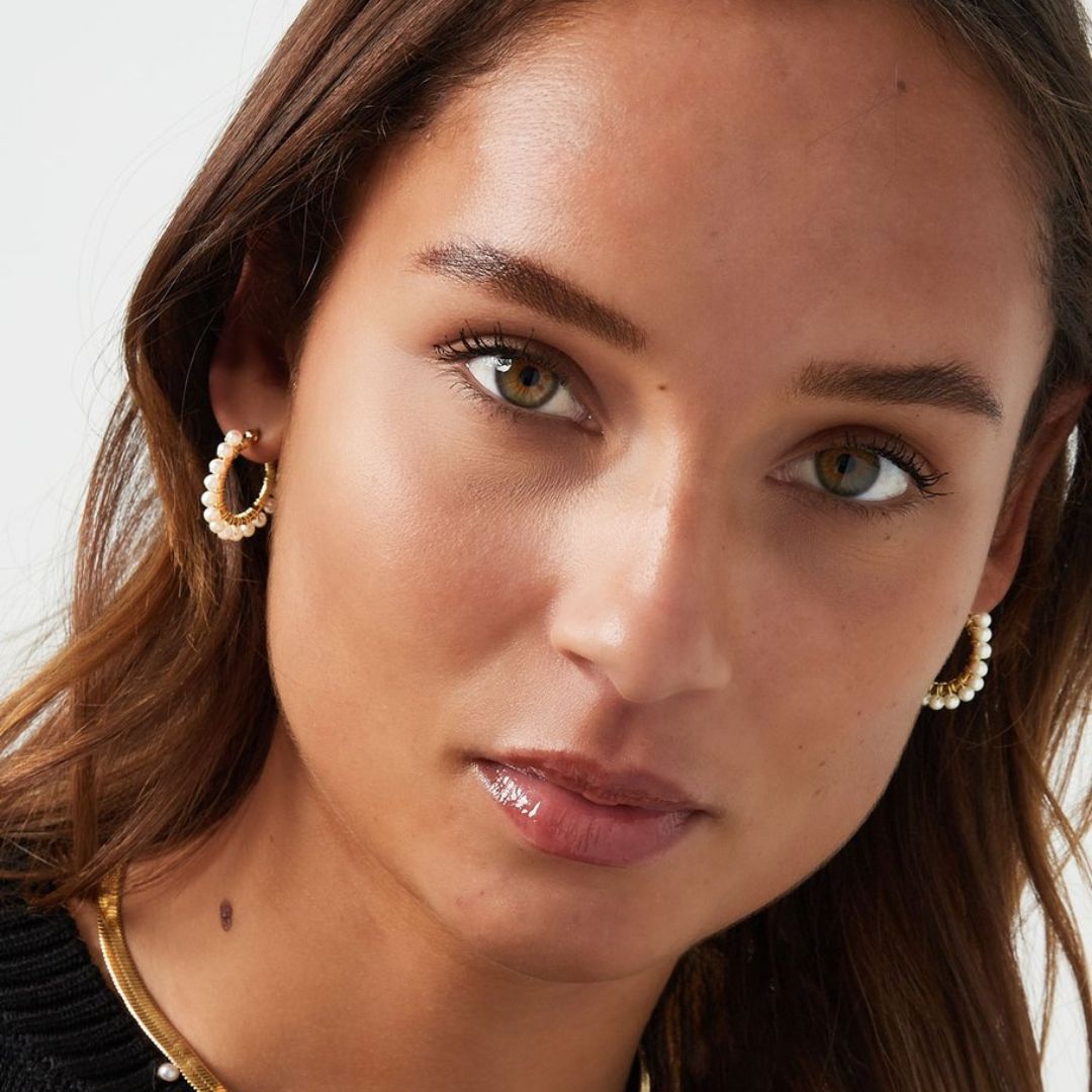 Damen Creolen 'Perlen' gold