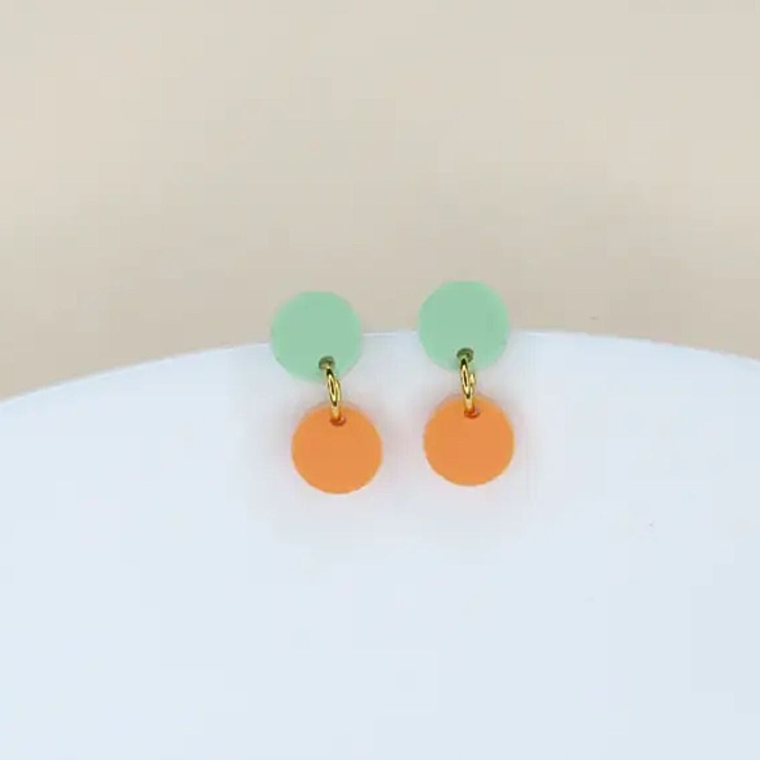 Damen Ohrringe Dotty hellgrün/hellorange