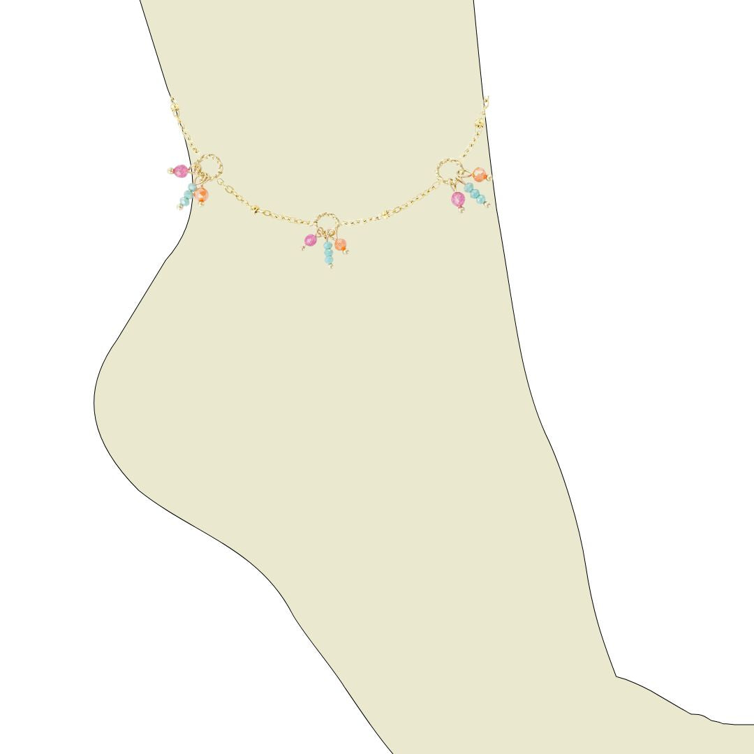 Fußkettechen 'Anklet Summer Fiesta' gold orange/pink