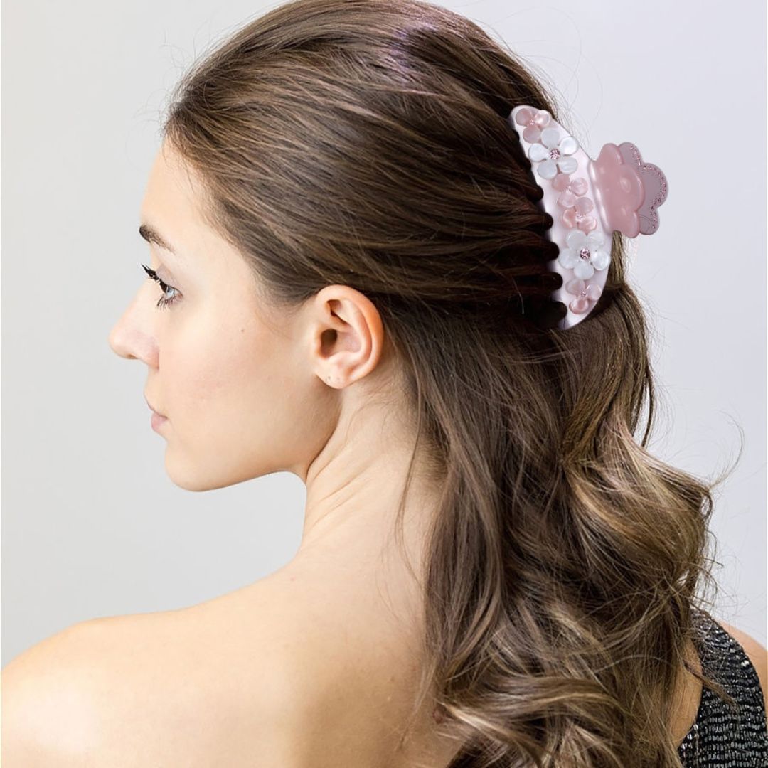 Damen Haarklammer 'Flowers' flieder