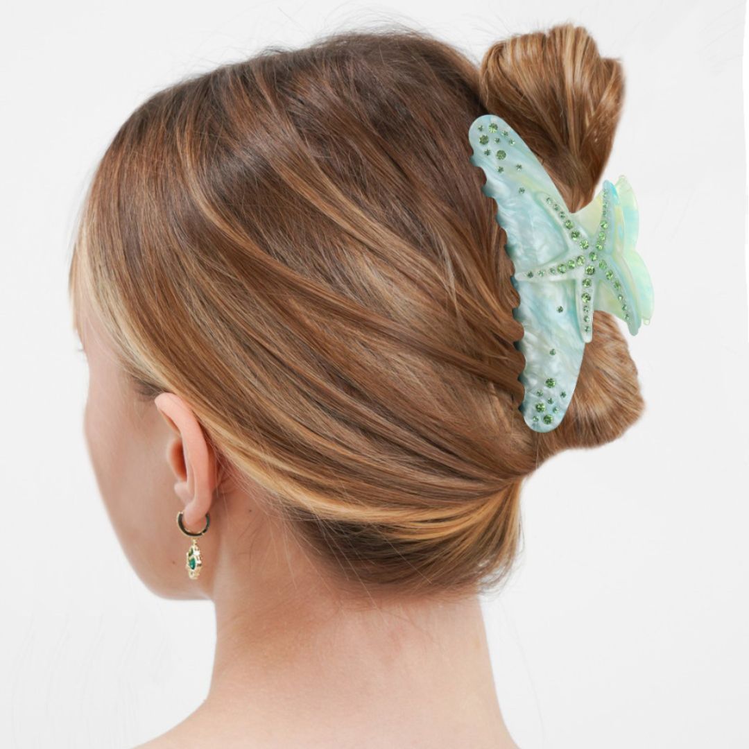 Damen Haarklammer 'Seestern' grün