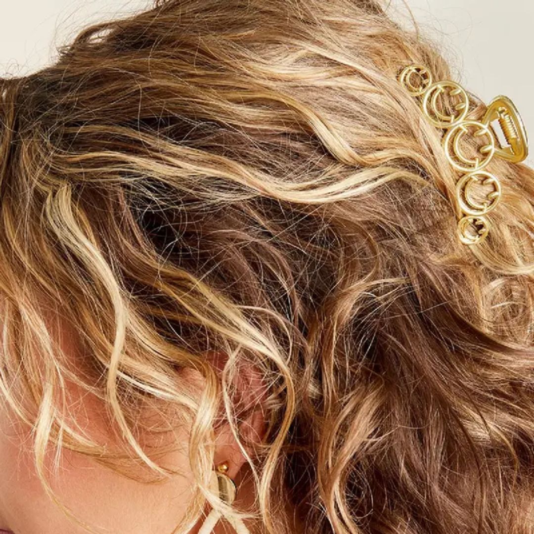 Damen Haarspange Big Metal 'Smiley Vintage' gold