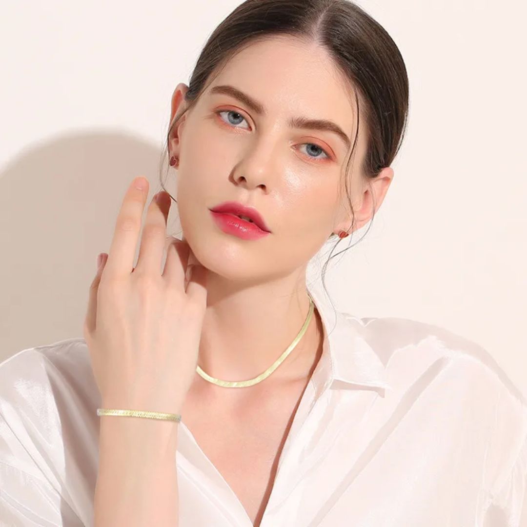 Damen Halskette breit 'Basic' gold