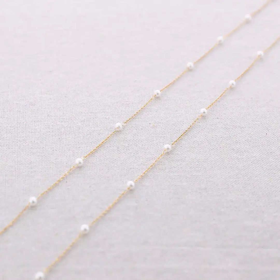 Damen Halskette lang gold mit Perlenanhängern