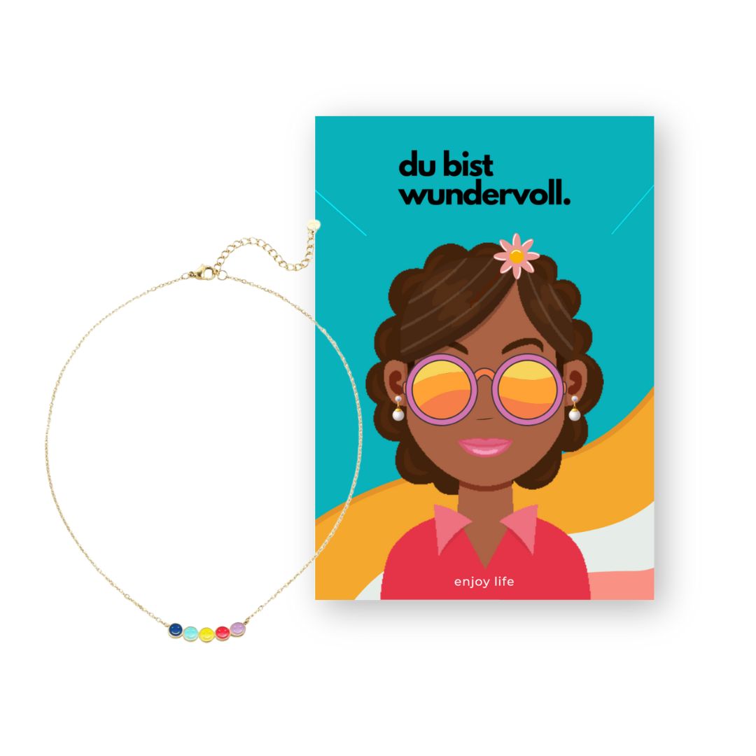Damen Kette 'Du bist wundervoll' Smileys