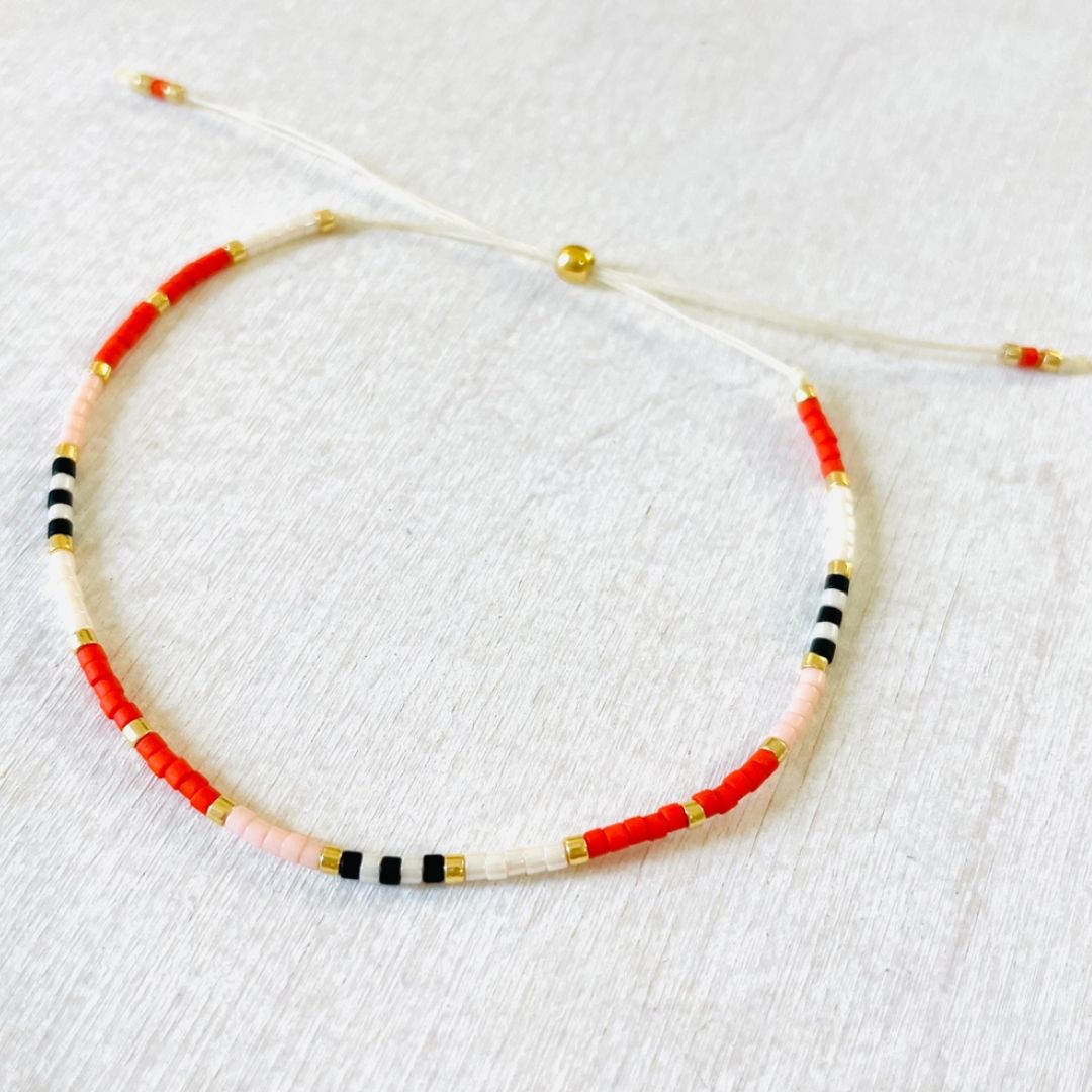 Damen Armband Single 'Miyuki Perlen' rot/rosa/weiß
