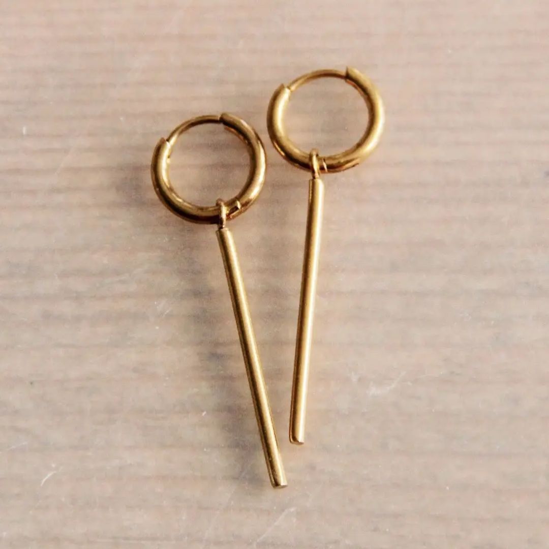 Damen Ohrringe Creolen XL mit Stäben gold