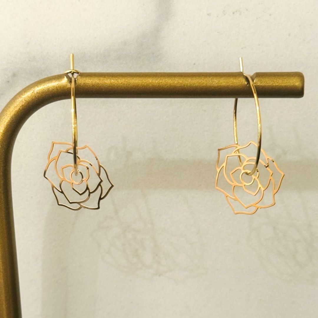 Damen Creolen 'Roses' gold