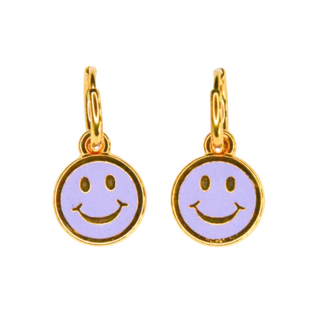Ohrringe Creolen Smiley lila