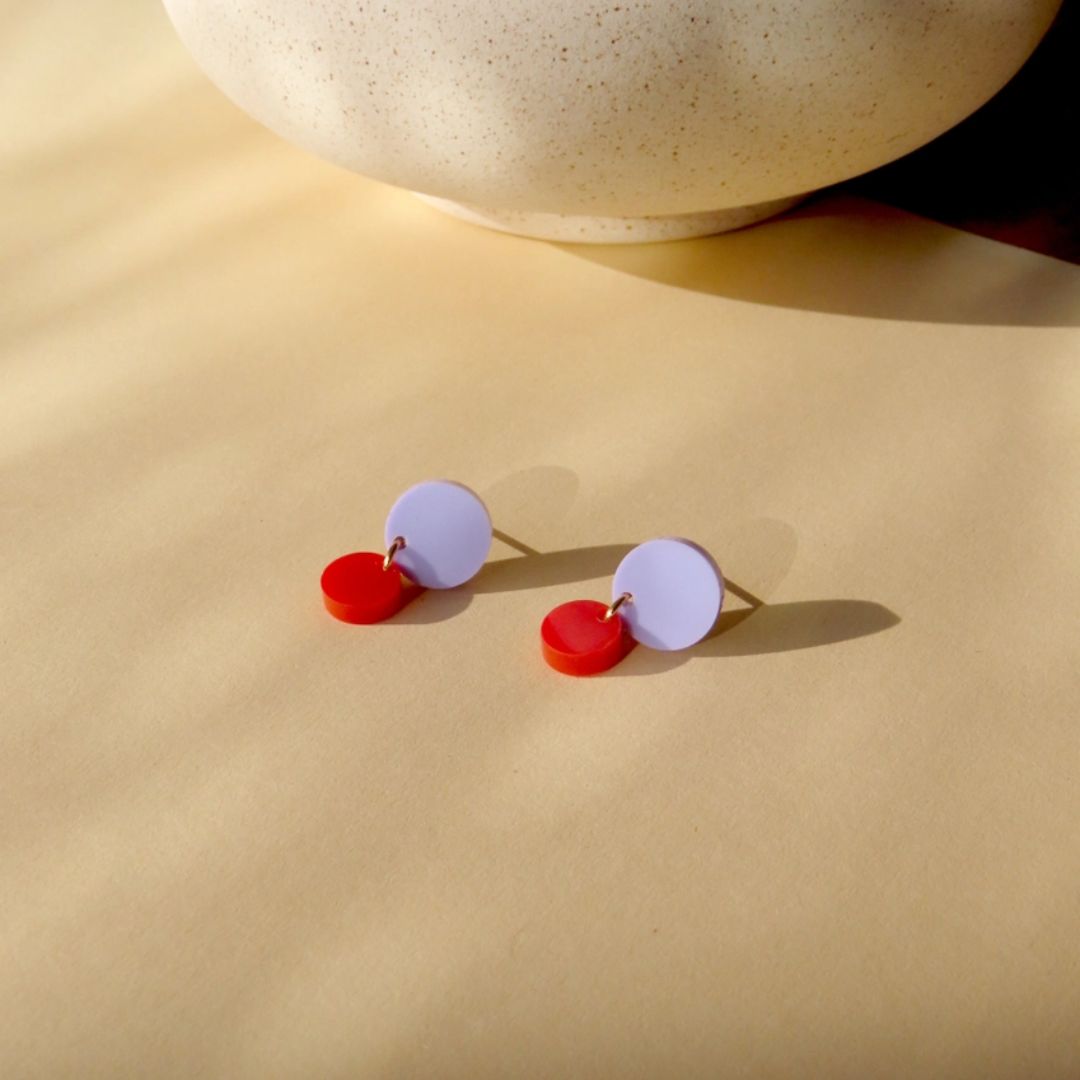 Damen Ohrringe Big Dotty flieder/rot