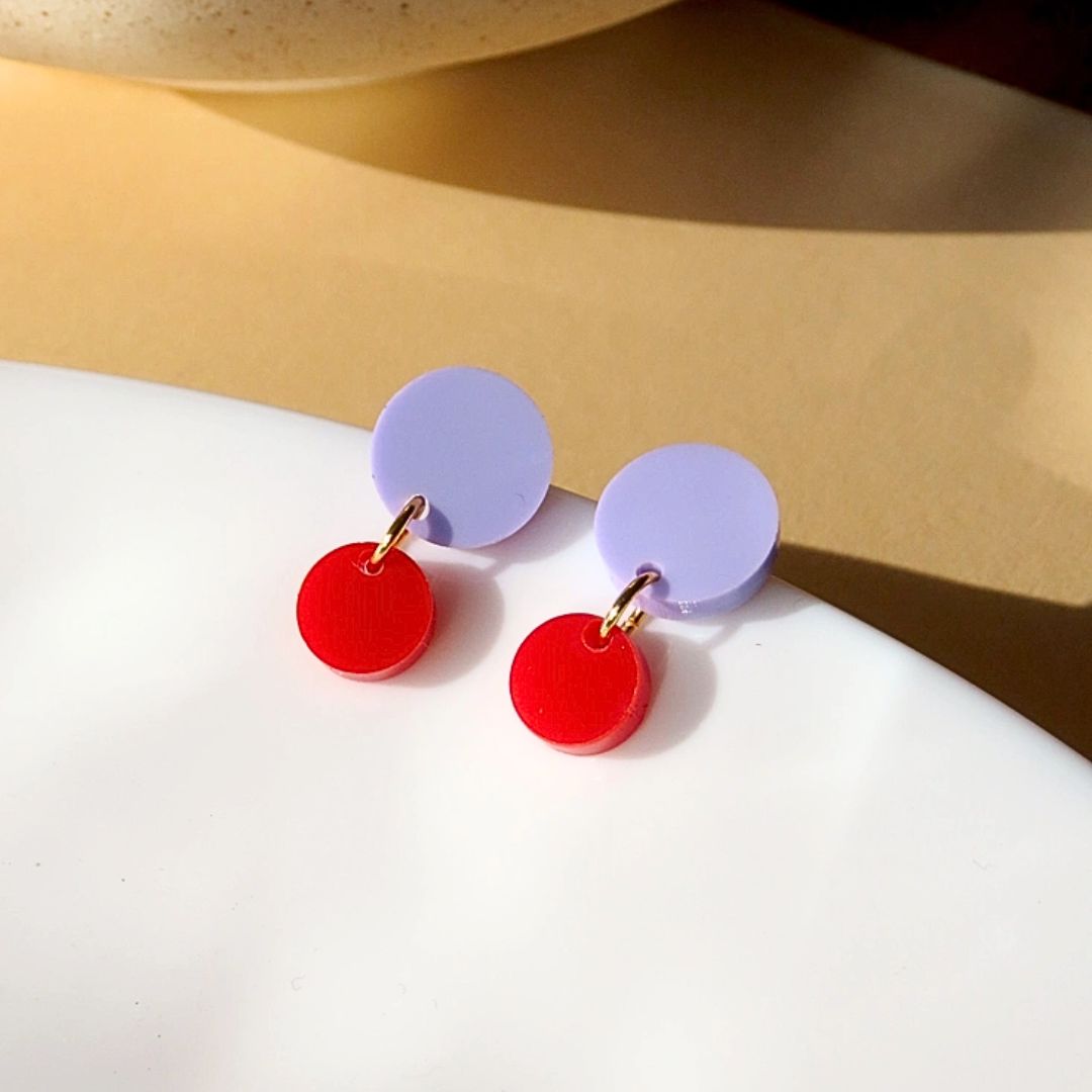 Damen Ohrringe Big Dotty flieder/rot