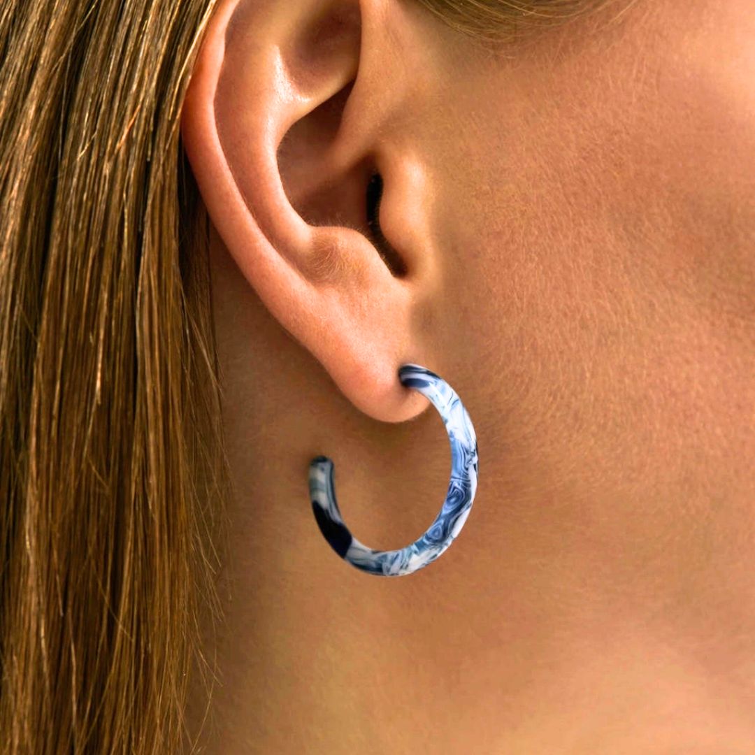 Damen Ohrringe 'Loop Mare' blau/weiß