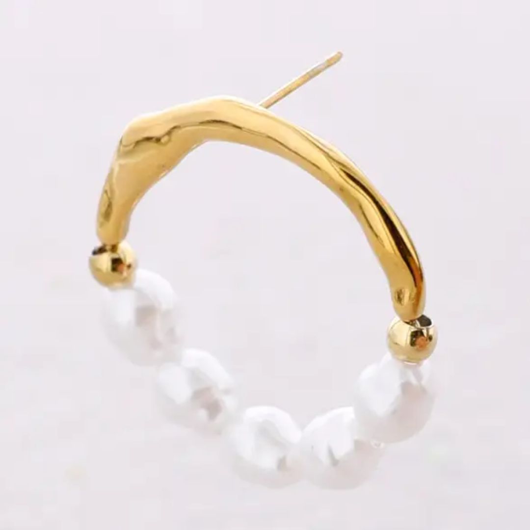 Damen Ohrringe mit Perlenapplikation gold