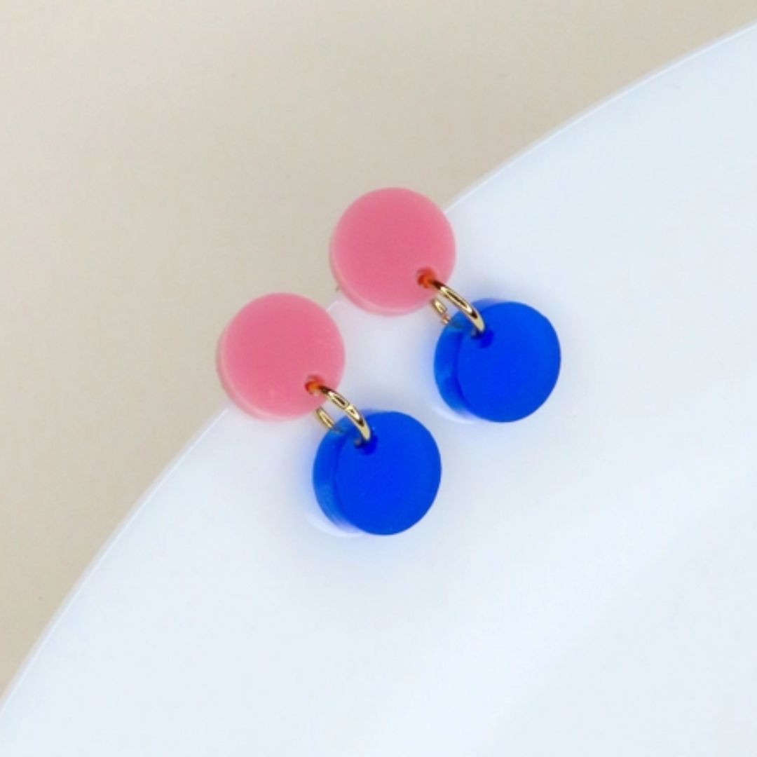 Damen Ohrringe 'Dotty' rosa/tiefblau