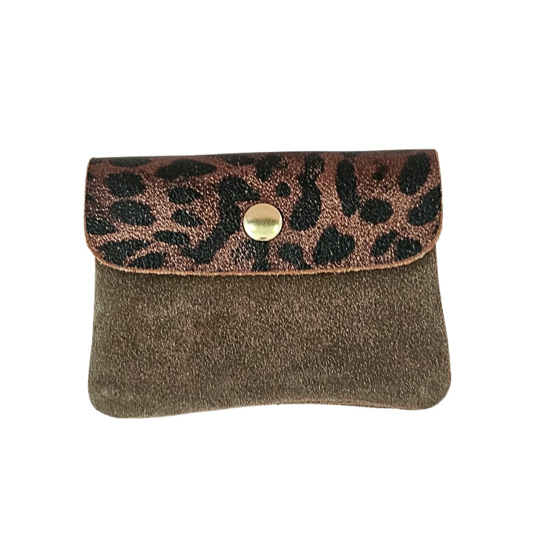 Damen Brieftasche Klein aus Leder leo/haselnuss