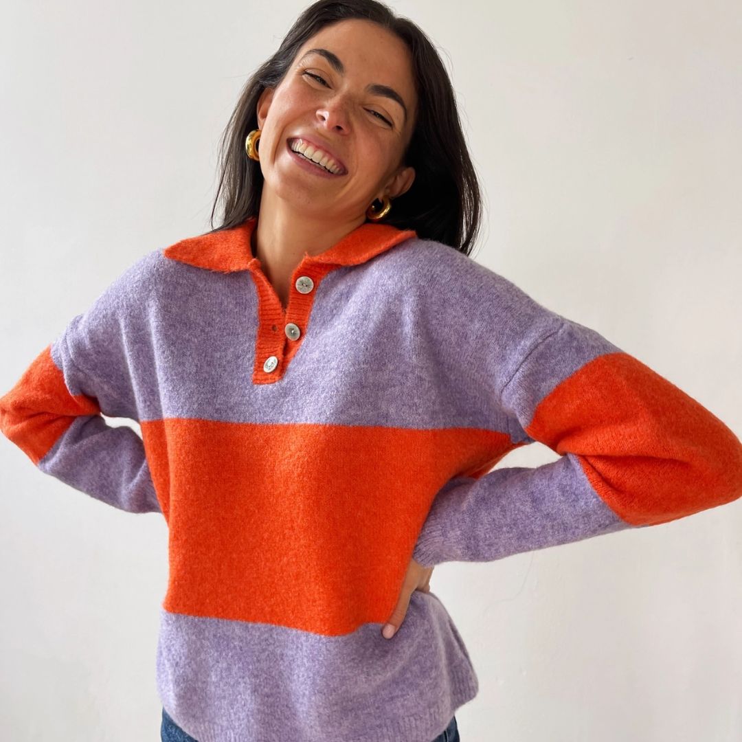 Damen Pullover 'Paola' orange/lila