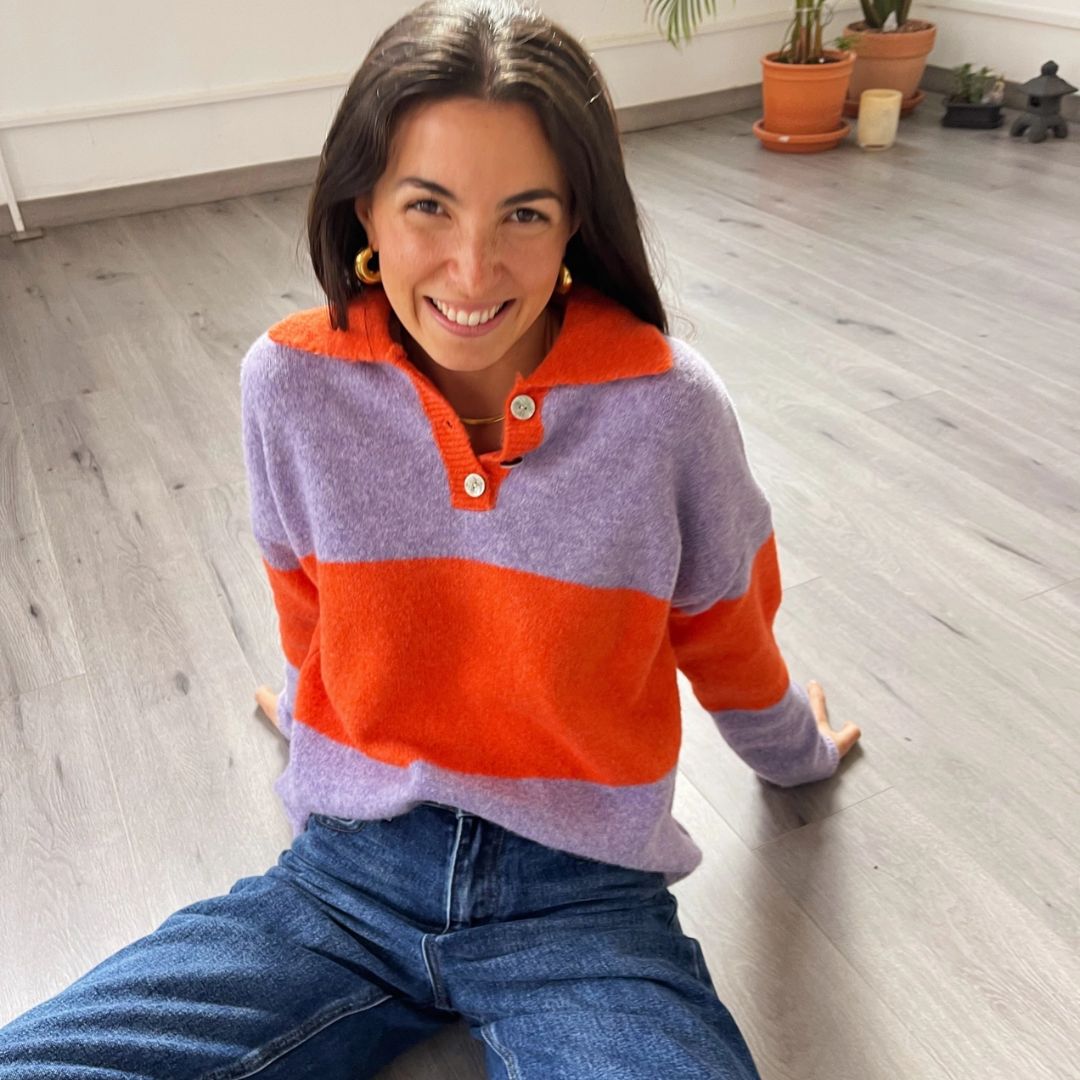 Damen Pullover 'Paola' orange/lila