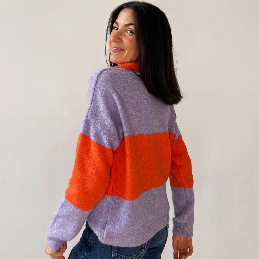 Damen Pullover 'Paola' orange/lila
