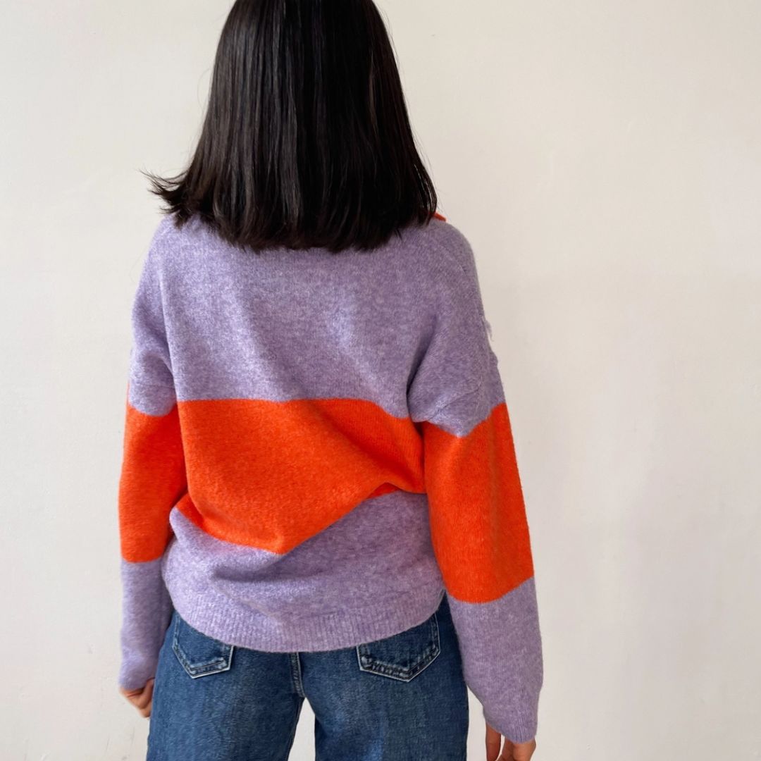 Damen Pullover 'Paola' orange/lila