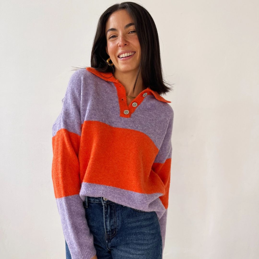 Damen Pullover 'Paola' orange/lila
