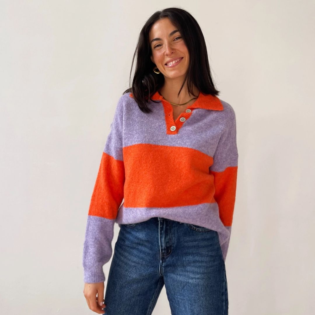 Damen Pullover 'Paola' orange/lila