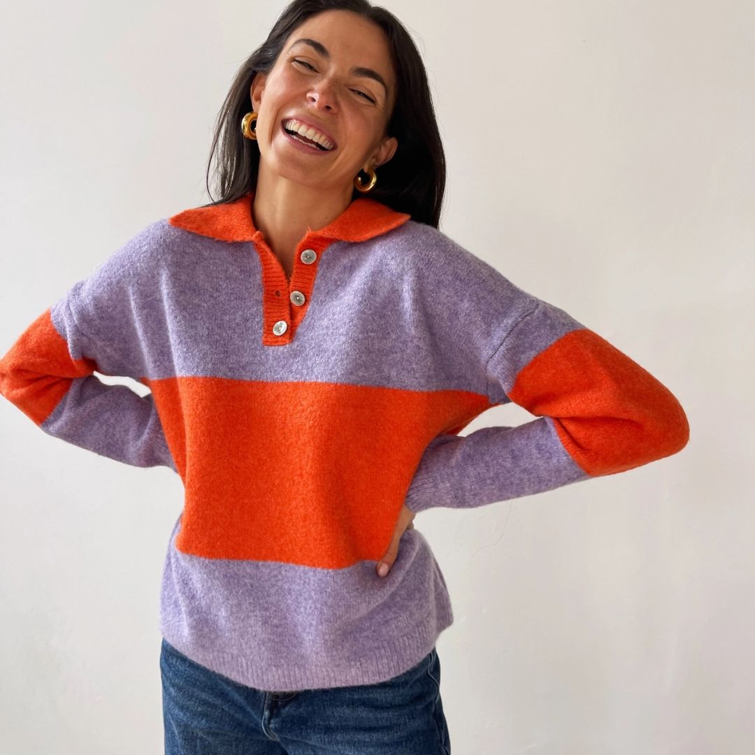 Damen Pullover 'Paola' orange/lila
