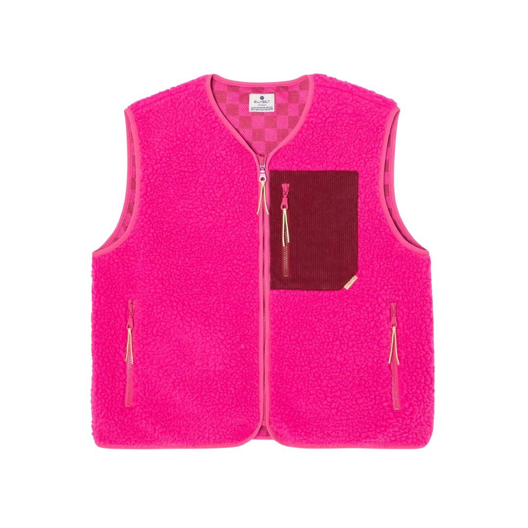 Ärmellose Damen-Sherpa-Weste mit Reißverschluss rosa