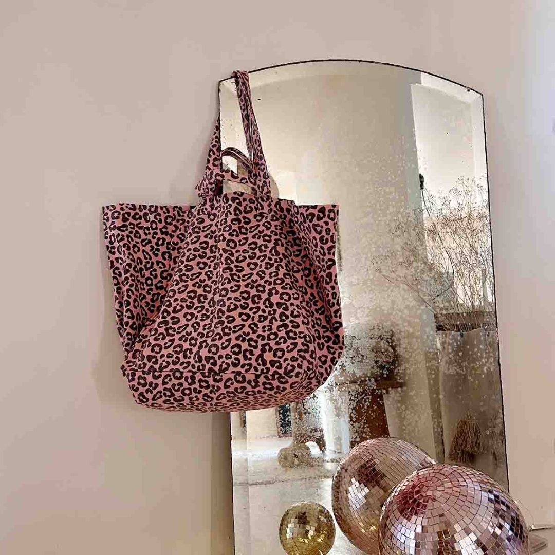 Damen Shopper Leo Print pink