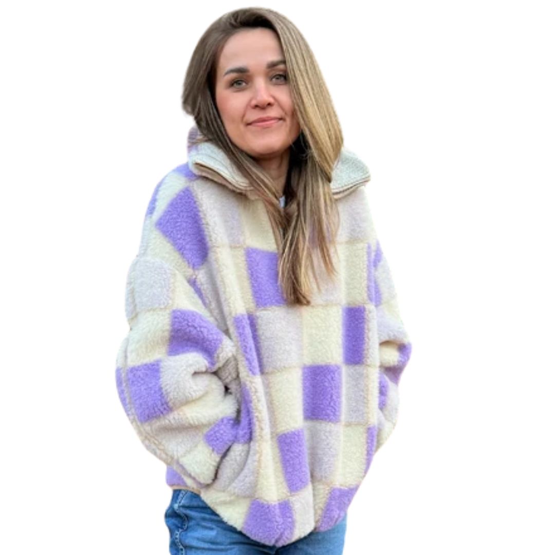 Damen Sweater 'BEL' lila kariert