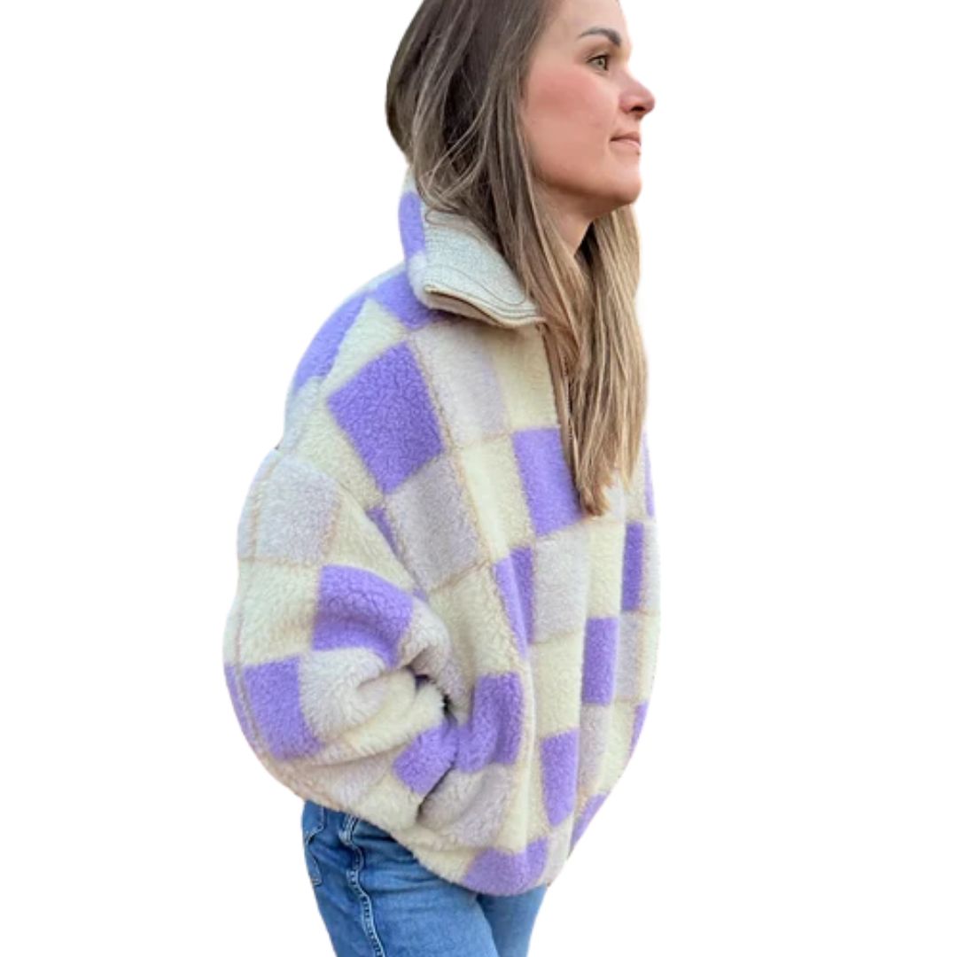 Damen Sweater 'BEL' lila kariert