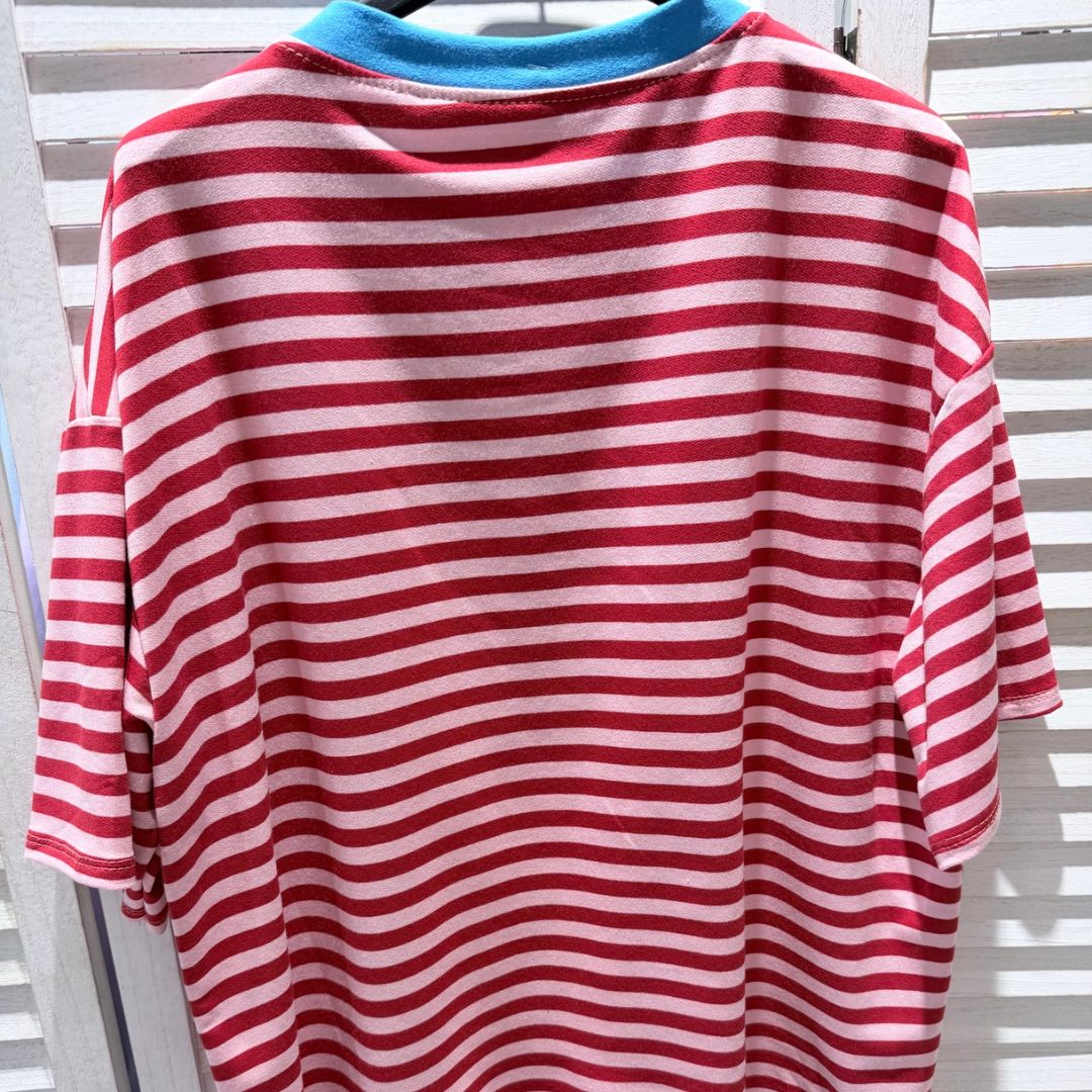 Damen T-Shirt gestreift rosa/rot-blau
