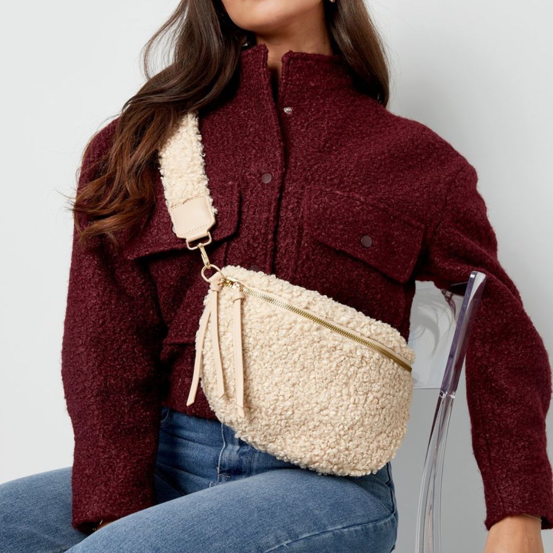 Damen Tasche Teddyfell Crossbody braun