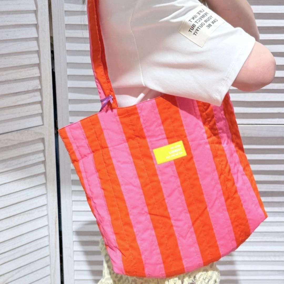 Gestreifte Damentasche rosa/orange
