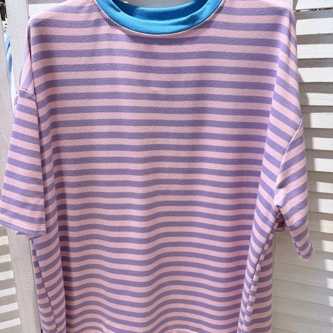 Damen T-Shirt gestreift rosa/blau
